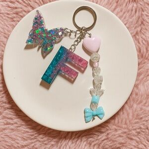 Colorful Butterfly and Initial Keychain for Kids